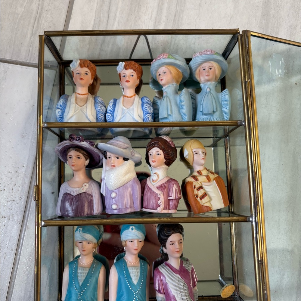 Lot of 11 Avon Porcelain Lady Bust Thimbles 1982–1984 Vintage Set